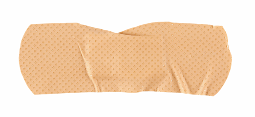 Adhesive band aid crumpled isolated on white background, top view
