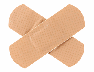 Adhesive band aid isolated on white background, top view, clipping path
