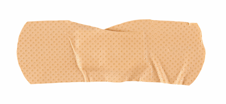 Adhesive band aid crumpled isolated on white background, top view
