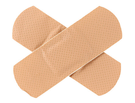 Adhesive band aid isolated on white background, top view, clipping path
