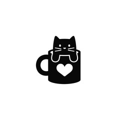 Cat in cup silhouette logo