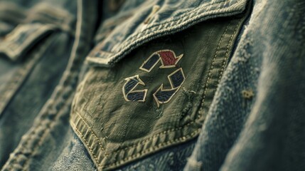 Eco-friendly apparel marked with a recycle symbol