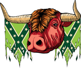 vector illustration of head bull colored design