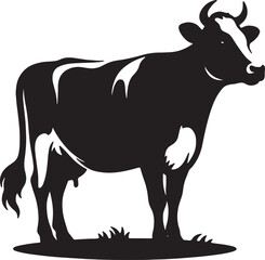 Silhouette image of a cow without a background