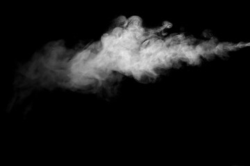 Collection of animated white smoke on black background. Smoke clouds. Isolated abstract lines.