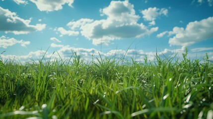 Obraz premium green grassland extend and blue sky Highly detailed extreme close up shot realistic Sony Alpha A7 III 