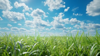 Obraz premium green grassland extend and blue sky Highly detailed extreme close up shot realistic Sony Alpha A7 III 