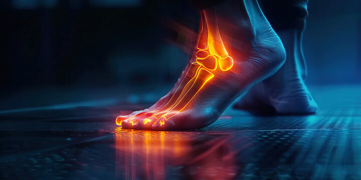 Cuboid Fracture: The Midfoot Pain and Swelling - Visualize a person with a highlighted cuboid bone in the midfoot, experiencing midfoot pain and swelling