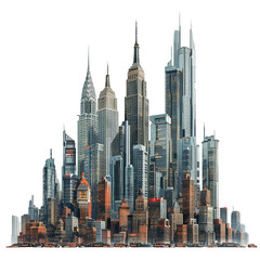 Obraz premium large city with tall buildings and a few boats, transparent background png