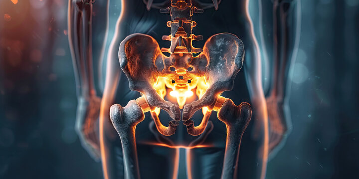 Femoral Neck Fracture: The Hip Pain and Inability to Bear Weight - Picture a person with a highlighted femoral neck, experiencing hip pain and inability to bear weight on the affected leg