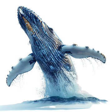 humpback whale jumping out of the water, transparent background png