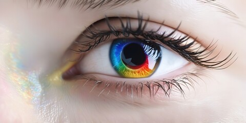 Fototapeta premium Close up of Rainbow eyes multi colored