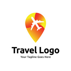Pin map illustration for travel icon logo design