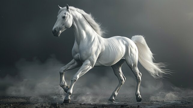 dashing white horse