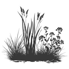 silhouette swamp coastal plants black color only