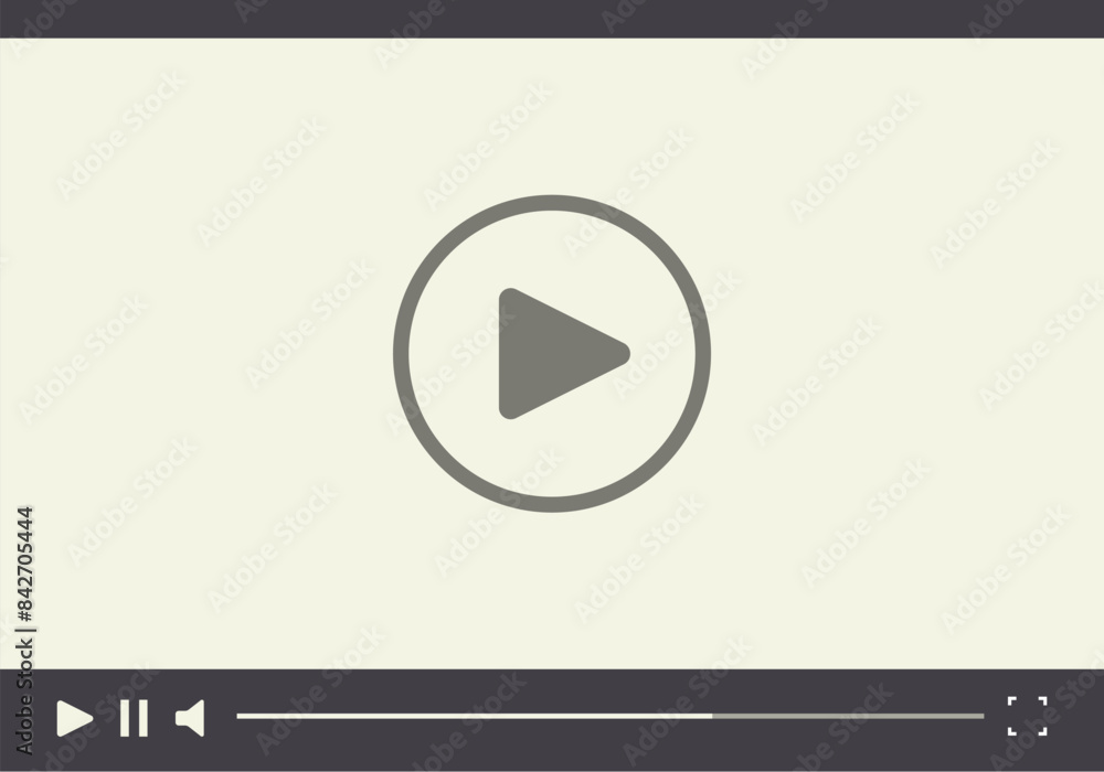 Poster simple video player with a play button is waiting to be started