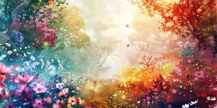 The Celestial Garden: Life's Blossom in Heavenly Paradise - Picture a garden in a celestial paradise, symbolizing the beauty and abundance of life after death.