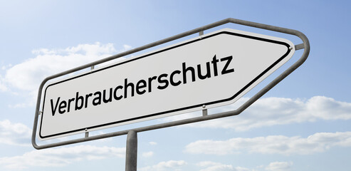 Pfeilwegweiser mit der Beschriftung Verbraucherschutz