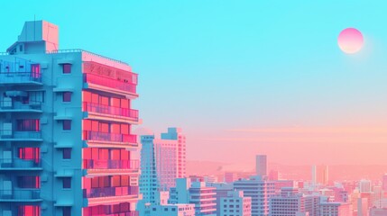 Obraz premium a beautiful minimalistic digital art of a miniature city side view 
