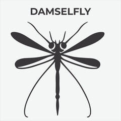 A Distinctive Damselfly Silhouette for Multi-Format Design Projects. Vector Illustration