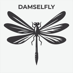 A Distinctive Damselfly Silhouette for Multi-Format Design Projects. Vector Illustration