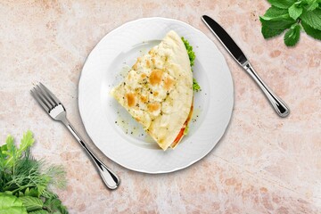 Sandwiches or toasts tasty dish with vegetables