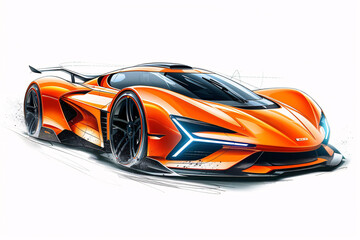 Concept Design Drawings - Futuristic Sports Car Sketches