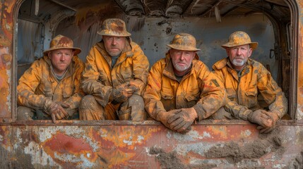 Team of astronauts in spacesuits aboard the orbital station. A crew of cosmonauts piloting the spaceship.