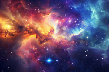 Naklejka premium Nebula and stars in deep space, science fiction wallpaper