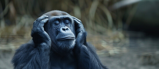 Obraz premium Ape hears no evil, sees no evil and speaks no evil