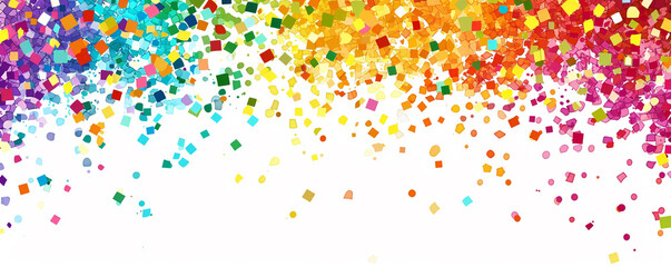Seamless colorful confetti border on white.