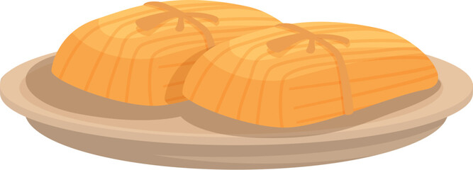 Two delicious tamales are being served on a round plate