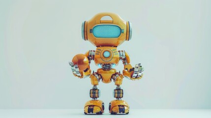 Medium shot, front view, a robot shows his treasure to the audience, cute AI, bright picture, symmetrical composition, future technology 