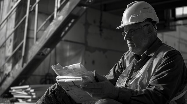 A lone contractor sitting quietly deep in thought as they review their bid one last time before submission.
