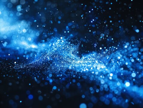ACG Anime Illustration style, a few sparse tiny white snowflakes in blue color, emitting blue shimmering light, Fantasy, Fantasy, 16K, solid black background, black background 