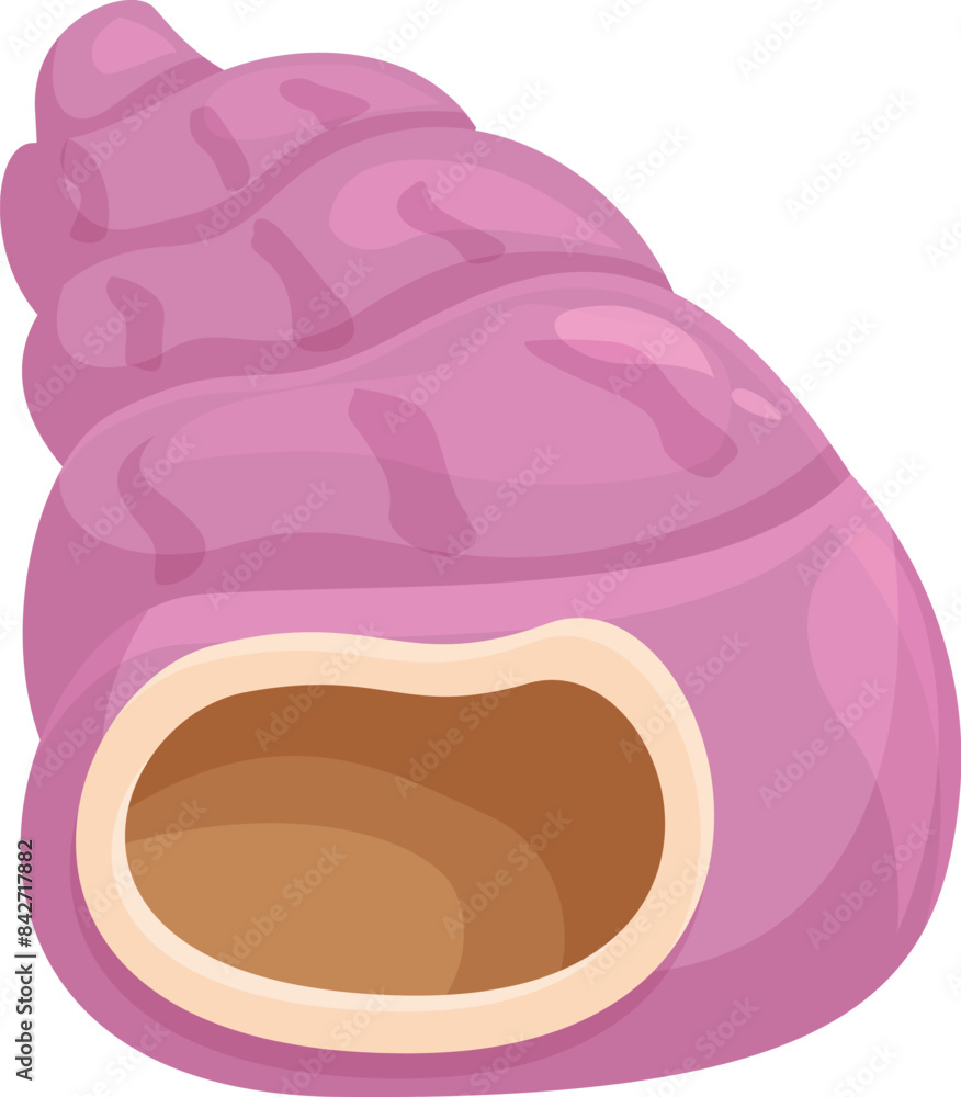 Poster pink seashell is laying on its side, showing its empty inside