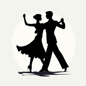 recommend clip art:  A silhouette of two dancing persons, male and female on a white background