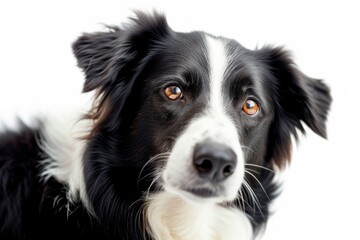 Border Collie with Bright Eyes and an Alert Stare: A Border Collie with bright, attentive eyes and an alert stare, displaying its intelligence and focus. photo on white isolated background