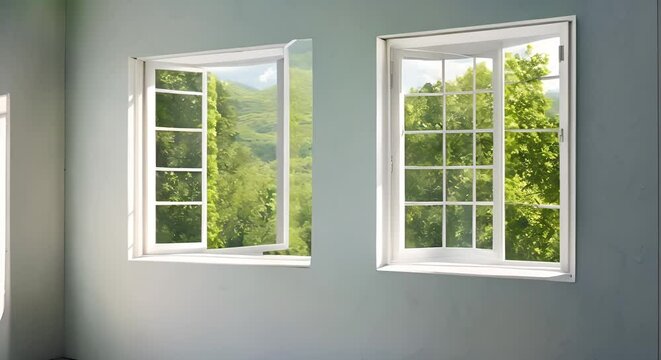 Open window with nature view in bright daylight. seamless looping 4k time-lapse Animation video 