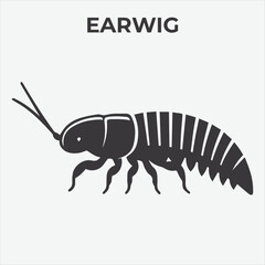 A Clear and Bold Earwig silhouette for Versatile Applications. Vector Illustration