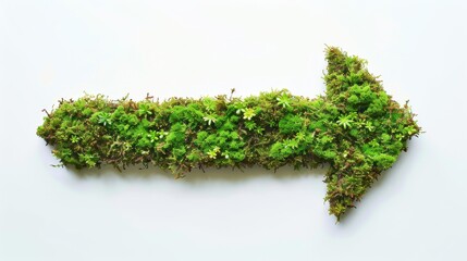 isolated green arrow sign on white background, direction of travel, ecological concept, environmental protection, organic food, healthy fresh food