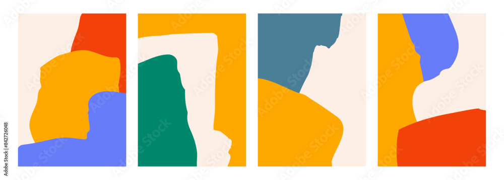Fototapete set of abstract backgrounds with various color hand drawn dynamic shapes for creative graphic design
