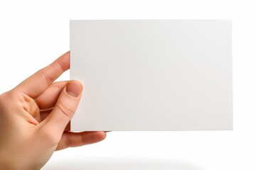 Fototapeta premium Blank paper mockup on hand created with generative AI