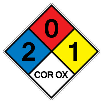 NFPA Diamond 704 2-0-1 COR OX Symbol Sign, Vector Illustration, Isolate On White Background Label. EPS10