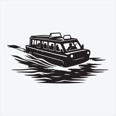 Water river taxi silhouette vector illustration in black and white.  © Faysal Design House