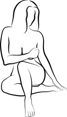 Sketch of Naked Woman Covering Her Breast