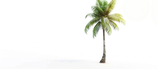 Isolated Coconut Palm Tree Against a White Background