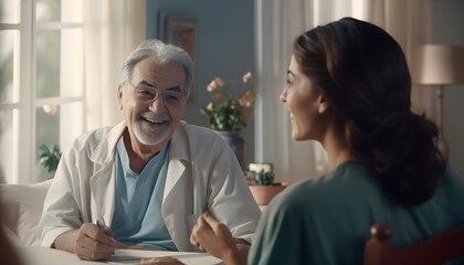 Obraz premium aregiver doing regular check-up of senior