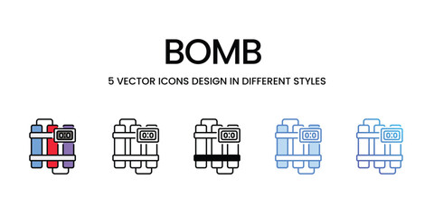 Bomb icons vector set stock illustration.