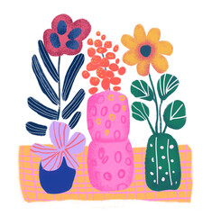 Beautiful blooming composition with leaves and stem isolated on white. Flowering plants and herbs.